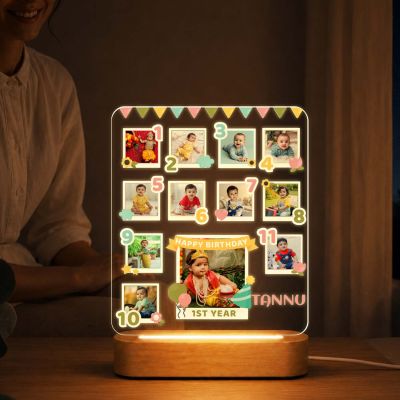 Personalized Baby's 1st Year Growth Journey Acrylic LED Photo Frame Lamp  Ideal First Birthday Decoration & Newborn Keepsake Gift Birthday Gift for Newborns & Toddlers